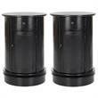 Home Square Wood Oval Cabinet in Distressed Black - Set of 2