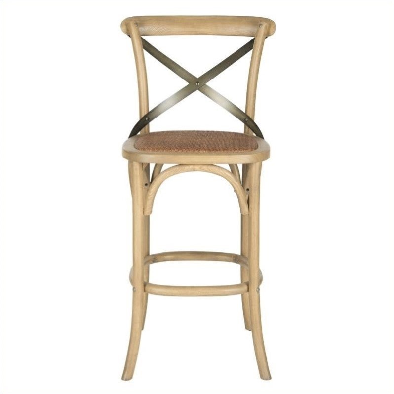 Home Square Oak Wood Barstool in Weathered Oak - Set of 2