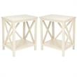 Home Square Poplar Wood Cross Back End Table in White - Set of 2