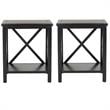 Home Square Poplar Wood End Table in Black - Set of 2
