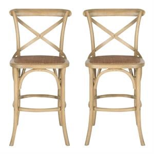 Home Square Oak Wood 24&quot Counterstool in Weathered Oak - Set of 2