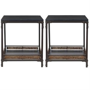 Home Square Abbie 25.2&quotH Pine Wood End Table in Brown - Set of 2