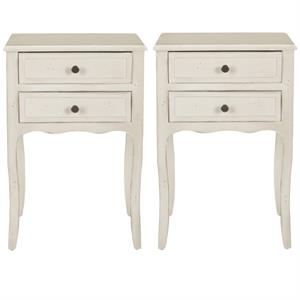 Home Square 26.8&quotH Poplar Wood End Table in White - Set of 2
