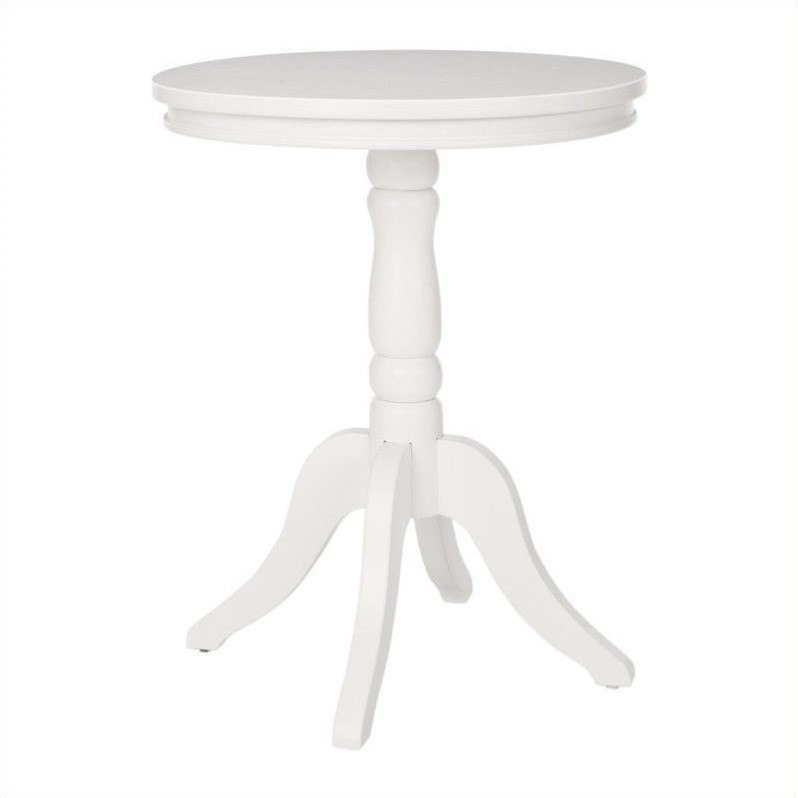 Home Square Pine Wood Side Table in White Finish - Set of 2