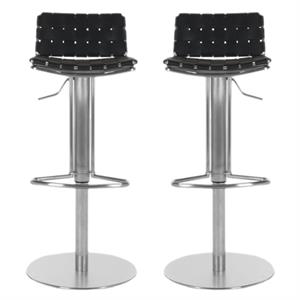 Home Square 28&quot Gas Lift Bar Stool in Black - Set of 2