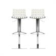Home Square Leather Seat Steel Adjustable Bar Stool in Creme - Set of 2
