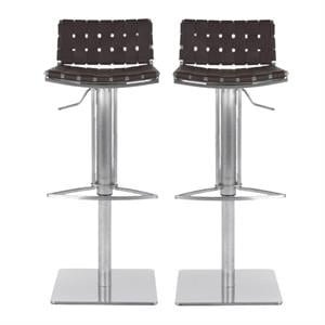 Home Square 20.7&quot Gas Lift Bar Stool in Brown - Set of 2