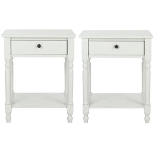 Home Square 25&quotH Poplar End Table in Off White - Set of 2