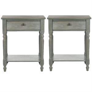 Home Square 25&quotH Wood End Table in Ash Grey - Set of 2