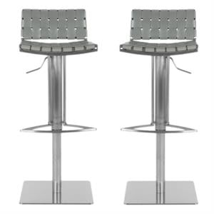 Home Square 20.7&quot Gas Lift Bar Stool in Gray - Set of 2