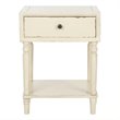 Home Square Poplar Wood Night Table in Distressed Vanilla - Set of 2