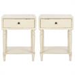 Home Square Poplar Wood Night Table in Distressed Vanilla - Set of 2