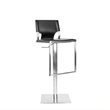 Home Square Leather Seat Steel Adjustable Bar Stool in Black - Set of 2