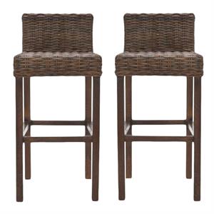 Home Square 29.5&quot Mango Wood Bar Stool in Crocus - Set of 2