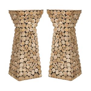 Home Square Teak 36&quotH Stand in Brown Finish - Set of 2