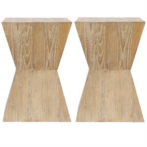 Home Square Wood Side Table in Brown - Set of 2