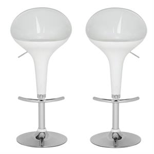 Home Square 22.6&quot- 22.5&quot Bar Stool in White - Set of 2