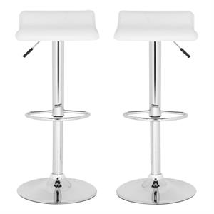 Home Square 22.2&quot-20.7&quot Chrome Steel Bar Stool in White - Set of 2