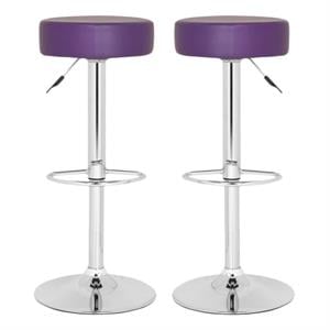 Home Square 25.6&quot-21.5&quot Chrome Steel Bar Stool in Purple - Set of 2