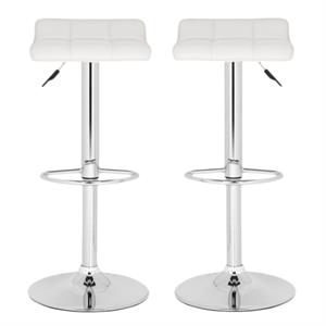 Home Square 22.4&quot-20.9&quot Chrome Steel Bar Stool in White - Set of 2