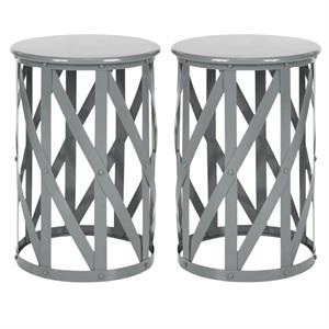 Home Square 20.7&quotH Bertram Iron Stool in Gray Finish- Set of 2