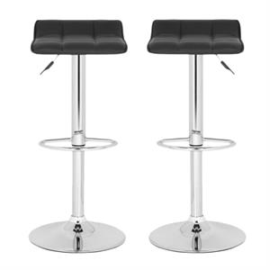 Home Square 22.4&quot-20.9&quot Chrome Steel Bar Stool in Black - Set of 2