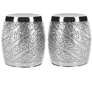 Home Square Aluminum Stool in Nickle Plated - Set of 2