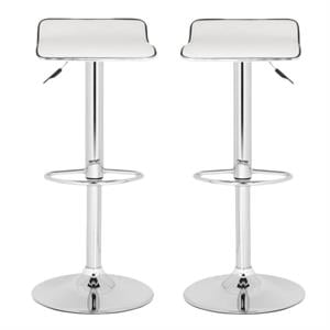 Home Square 22.4&quot-20.9&quot Chrome Steel Bar Stool in White - Set of 2