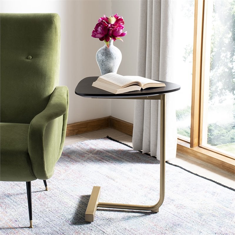 Home Square Accent End Table in Black and Gold - Set of 2