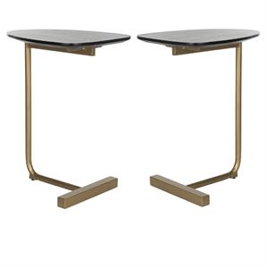Home Square Accent End Table in Black and Gold - Set of 2