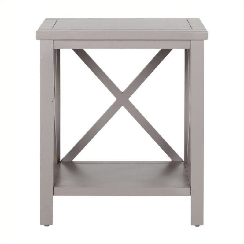 Home Square Poplar Wood End Table in Gray - Set of 2
