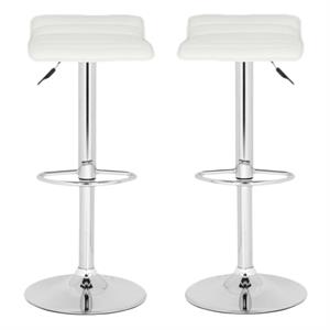 Home Square 22.4&quot-20.9&quot Chrome Steel Bar Stool in White - Set of 2