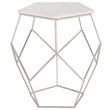 Home Square Abella Marble Top Accent End Table in Silver - Set of 2