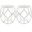 Home Square Abella Marble Top Accent End Table in Silver - Set of 2