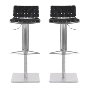 Home Square 20.7&quot Gas Lift Bar Stool in Black - Set of 2