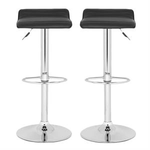 Home Square 22.4&quot-20.9&quot Chrome Steel Bar Stool in Black - Set of 2