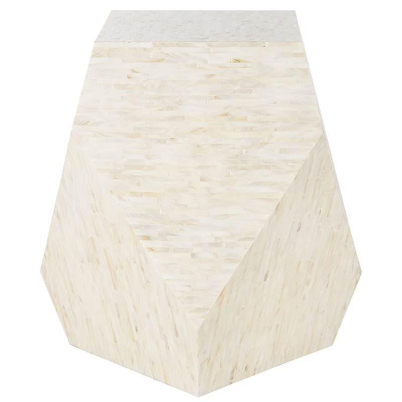 Home Square Accent End Table in Light Beige and Gold - Set of 2