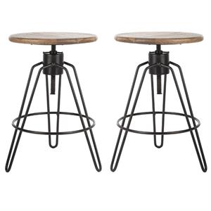 Home Square Adjustable Swivel Counter Stool in Natural Honey - Set of 2