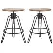 Home Square Adjustable Swivel Counter Stool in Natural Honey - Set of 2