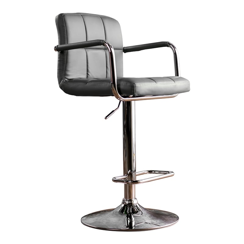 Home Square Reiley Modern Metal Adjustable Bar Stool in Gray - Set of 3