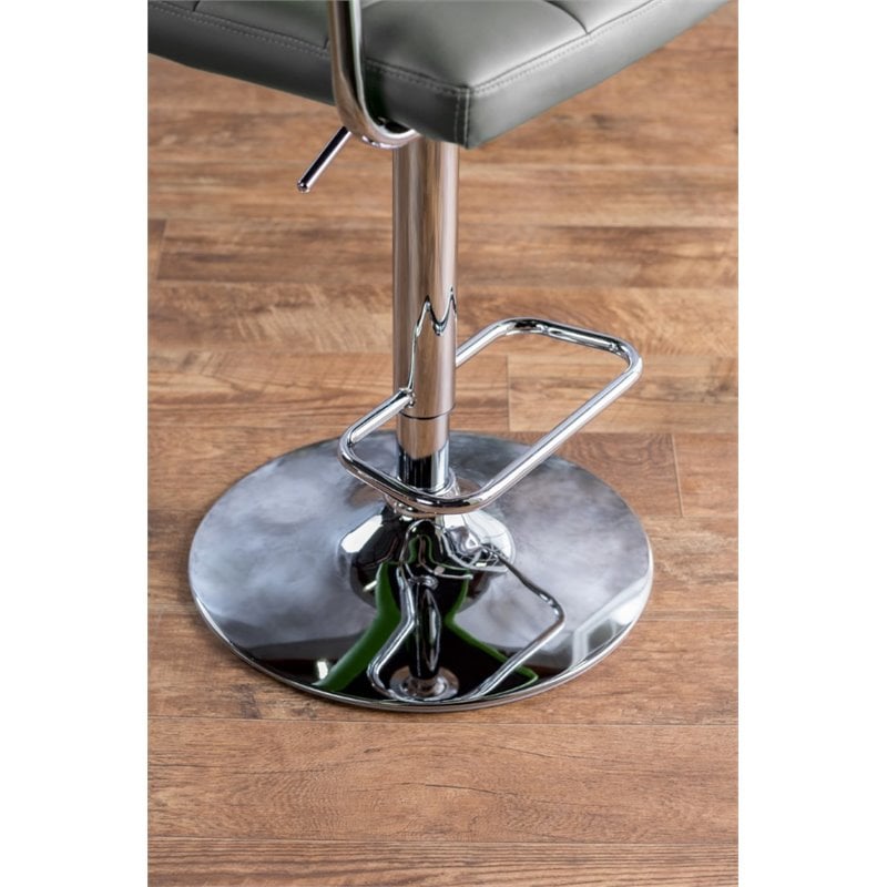 Home Square Reiley Modern Metal Adjustable Bar Stool in Gray - Set of 3