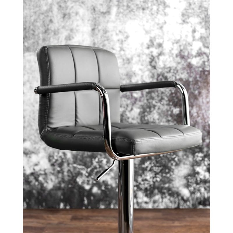 Home Square Reiley Modern Metal Adjustable Bar Stool in Gray - Set of 3