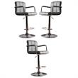 Home Square Reiley Modern Metal Adjustable Bar Stool in Gray - Set of 3