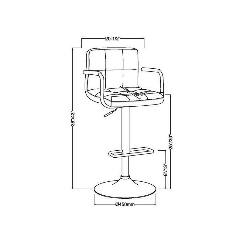 Home Square Reiley Modern Metal Adjustable Bar Stool in Gray - Set of 2