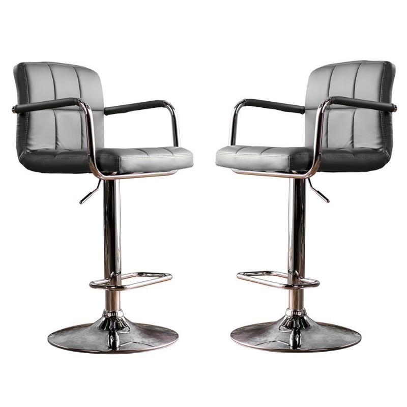 Home Square Reiley Modern Metal Adjustable Bar Stool in Gray - Set of 2