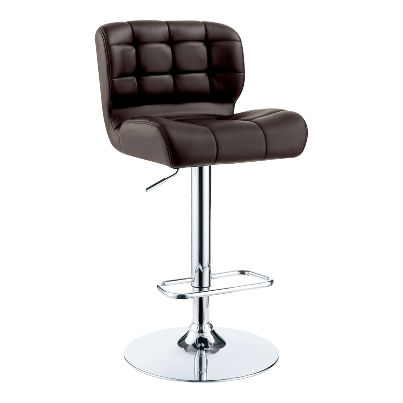 Home Square Birch Faux Leather Adjustable Bar Stool in Brown - Set of 3