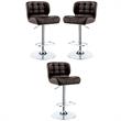 Home Square Birch Faux Leather Adjustable Bar Stool in Brown - Set of 3