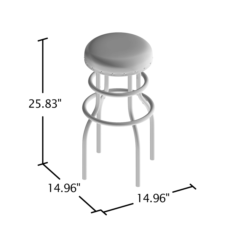 Home Square Casta Rustic Faux Leather Nailhead Bar Stool in Bronze - Set of 3