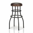 Home Square Casta Rustic Faux Leather Nailhead Bar Stool in Bronze - Set of 3