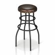 Home Square Casta Rustic Faux Leather Nailhead Bar Stool in Bronze - Set of 2